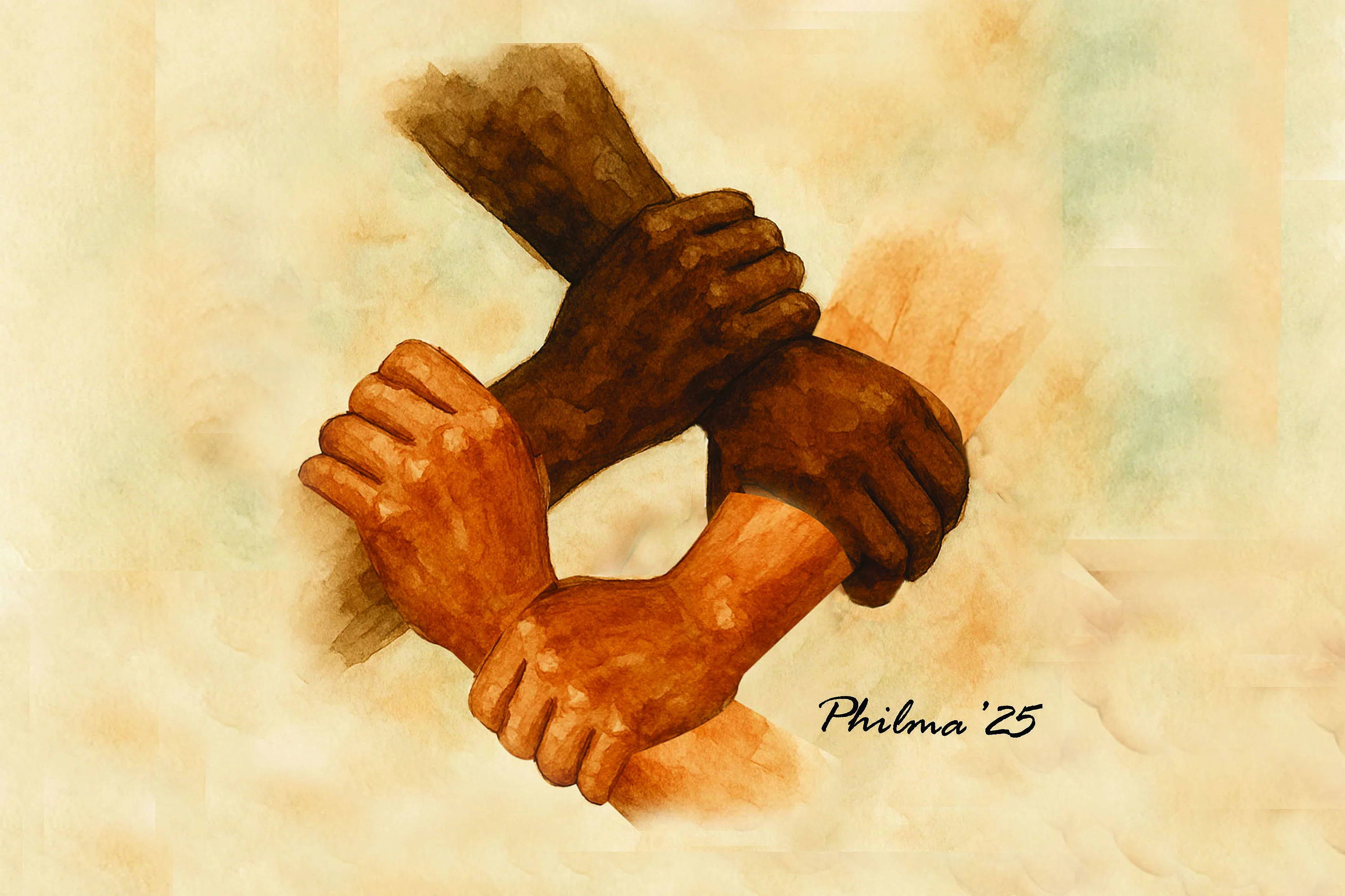 Une illustration représentant des mains entrelacées, symbolisant la solidarité.