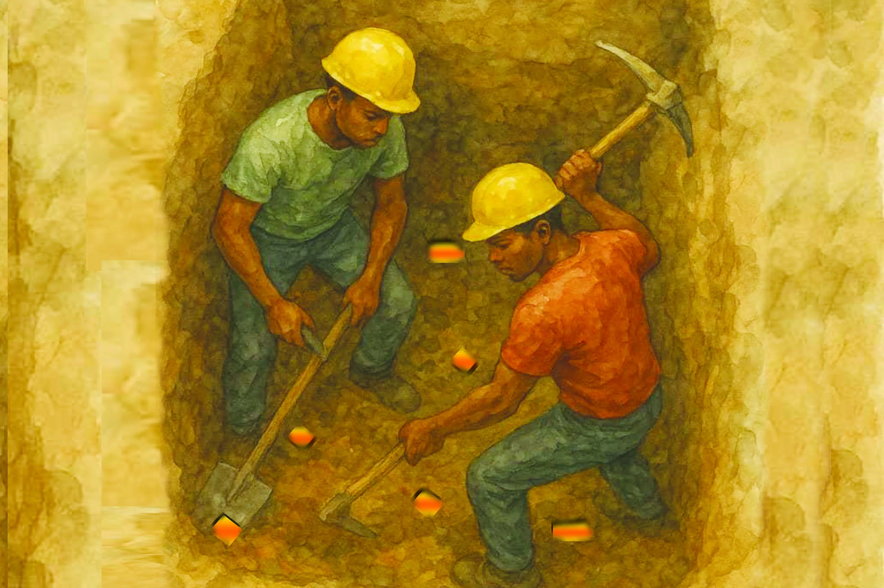 Travailleurs dans les mines 